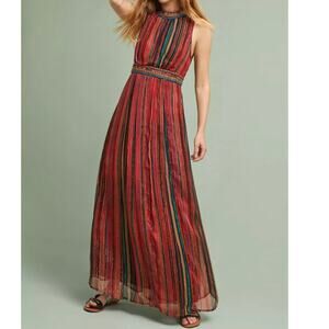 Blank London Anthropologie Artista Maxi Dress XL Rainbow Stripe Wedding Guest